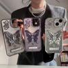 Luxury Plating 3D Butterfly Glitter Powder Phone Case for iPhone 15 14 13 12 11 Pro Max 15 Pro Stand Holder Soft TPU Case Cover