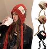 1PC Handmade Red Tassel Soft Knit Fashionable Wool Trendy Hat Handmade Braid Warm