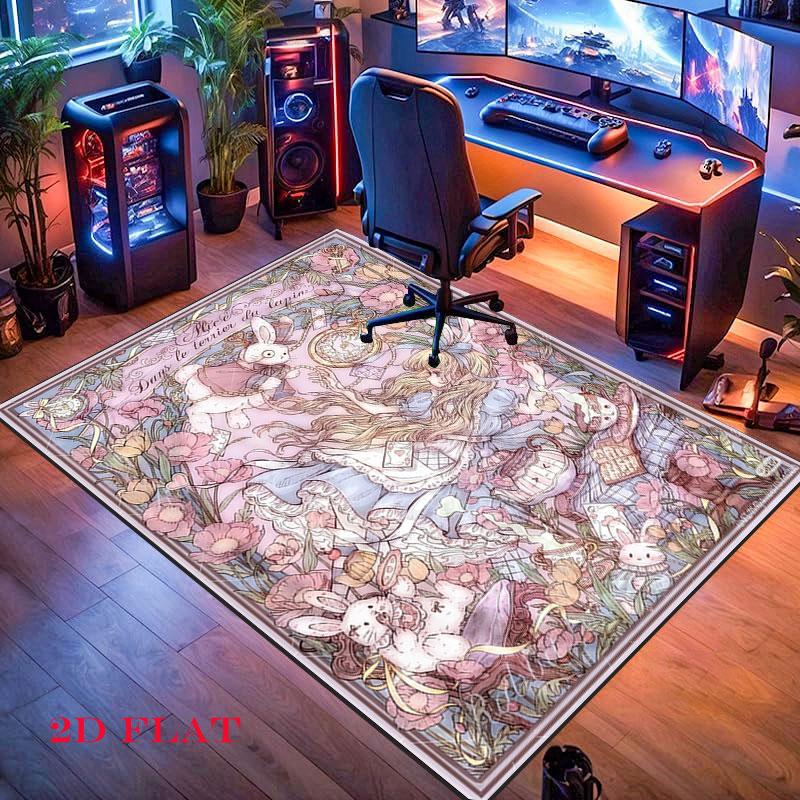 Alice Wonderland Glow Carpet Rug for Living Room Bedroom Home Sofa Decoration,Kids play Nonslip Floor Mat