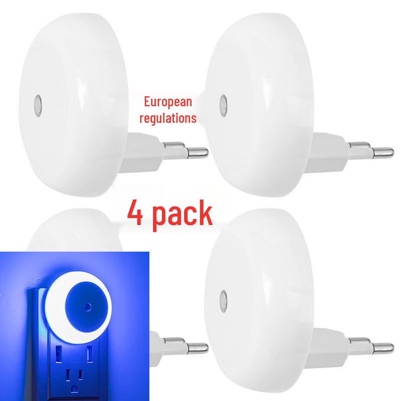 4-Pack EU Plug Light-Controlled Night Lights for Bedroom, Living Room, and Bathroom
