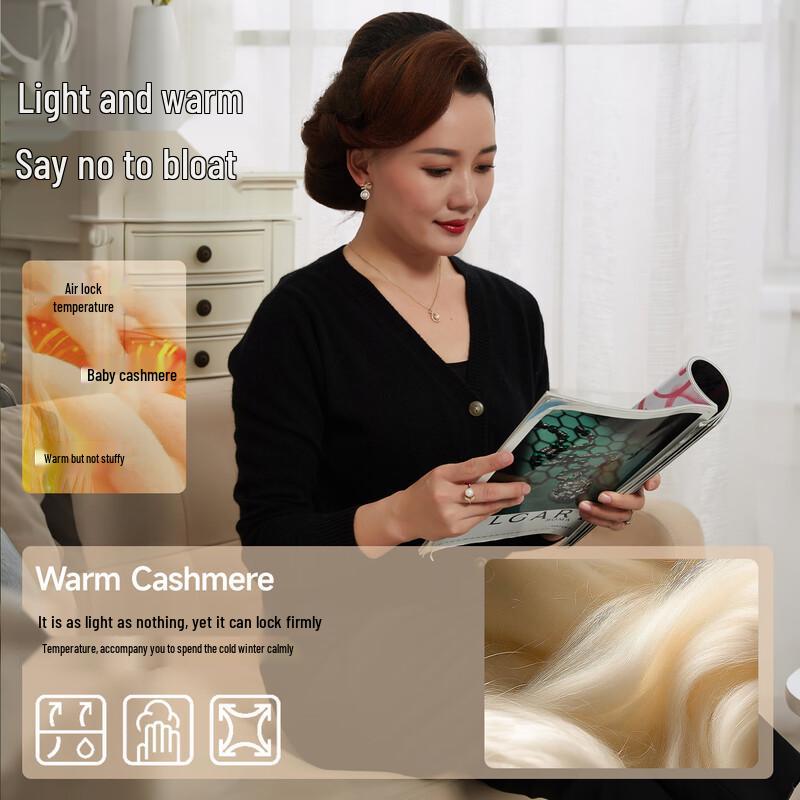 Hengyuanxiang Women's Pure Cashmere V-Neck Cardigan