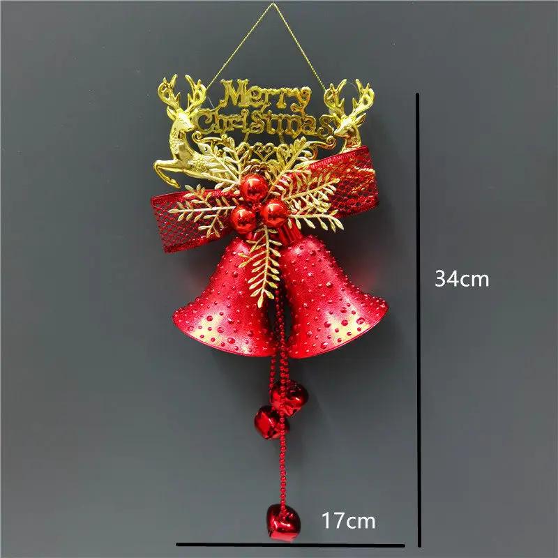 Christmas Lighted Bell Ornaments Hanging Large Jingle Bells Decorations for Tree with Holly Berry for Indoor Outdoor Christma