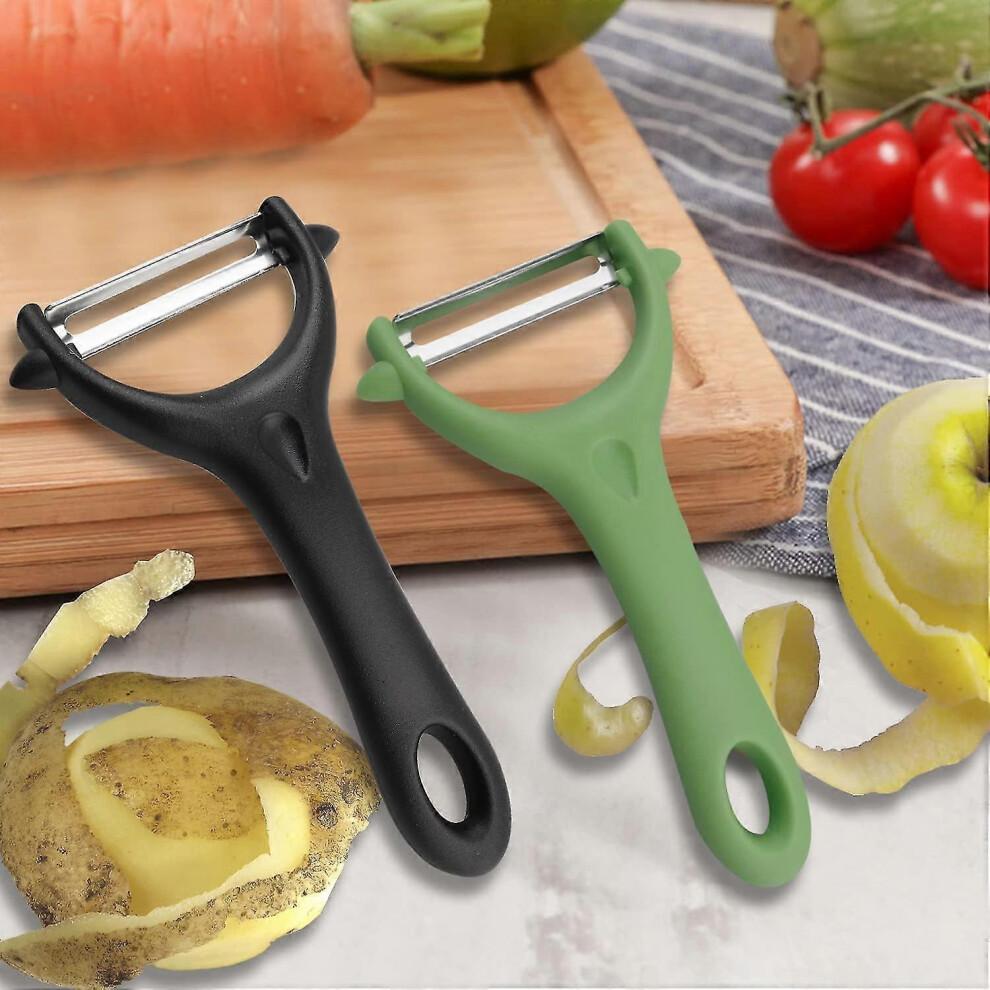 Black, Green - Set of 2 Universal Peelers, Stainless Steel Vegetable Peeler, Manual Vegetable Peeler, Potato Peeler, Ergonomic Handle, Kitchen Peeler