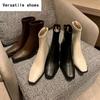 Autumn Winter Warm Cotton Women Ankle Boots Fashion Square Toe Short Booties Ladies Concise Thick High Heels Shoes