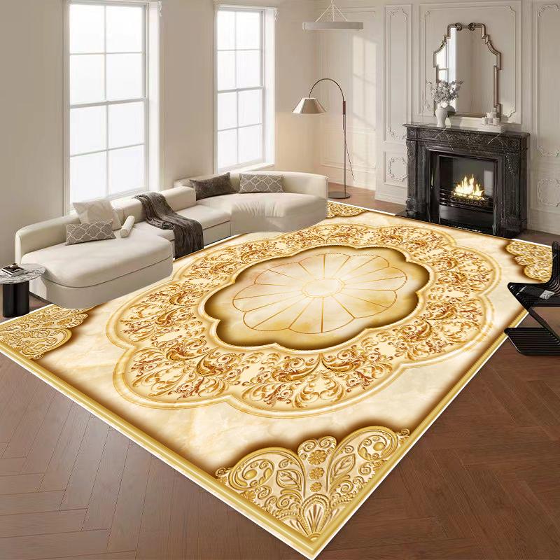 European Luxury Carpets for Living Room 3D Flower Decor Rug Large Bedroom Decoration Cloakroom Rug Non-slip Floor Mat Washable
