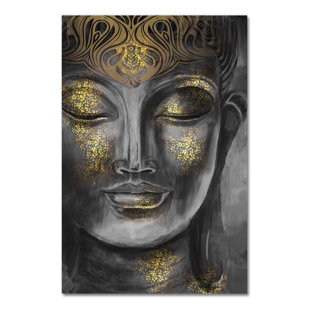 Pieces Modern Home Decor Wall Art Pictures For Living Room Golden Buddha Statue HD Canvas Oil Painting Bedroom Fashion Posters