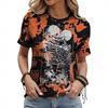 Summer Round Neck 3D Kull Print Top Fashionable Casual Short Sleeved Women's T-shirts