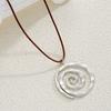 IF ME Ethnic Creative Big Spiral Conch Pendant Necklace Women Goth Adjustable Leather Wax Thread Chain Holiday Y2K Jewelry Accessories