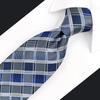 SHLAX&WING Long Tie for Men, Blue Check Pattern, Silk, 160cm, XL