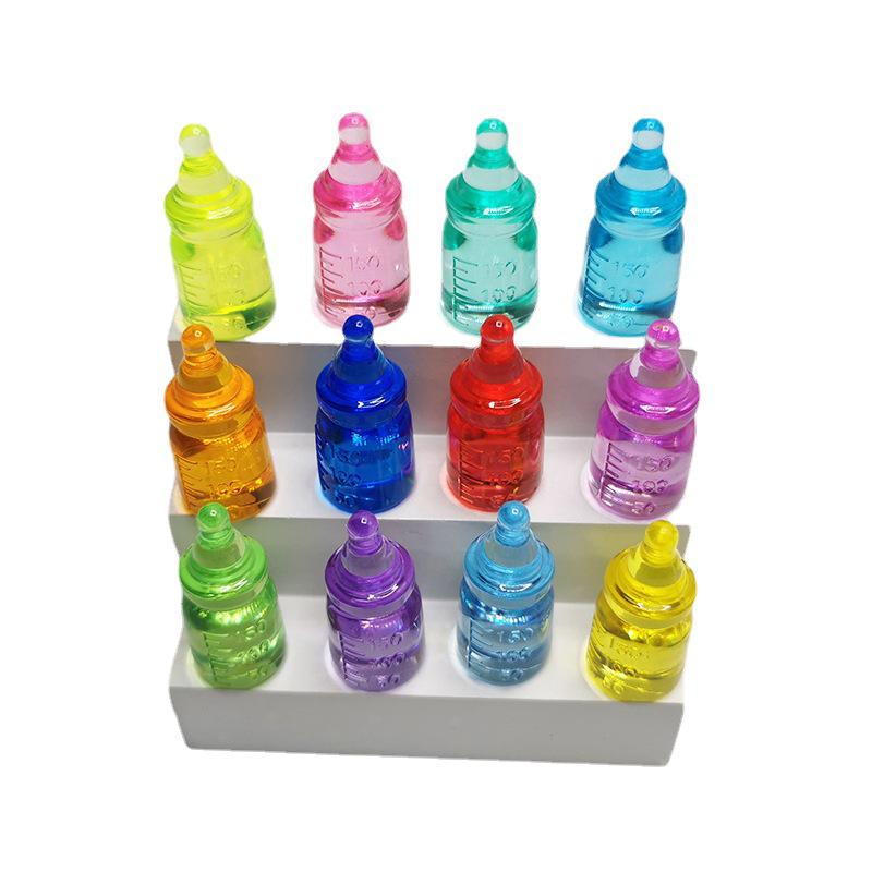 Colorful Mini Acrylic Milk Bottle Cartoon Ornaments - Cute Handmade DIY Decorative Accessories