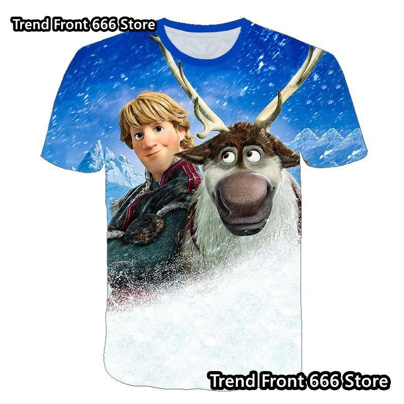 Anime Frozen Girls T-shirts Summer Short Sleeve Daily Tops