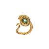 JMXD-trendy Fashion, Ring, Inlaid with Green Zircon Silver-plated Tail Ring Viper Magic Wind