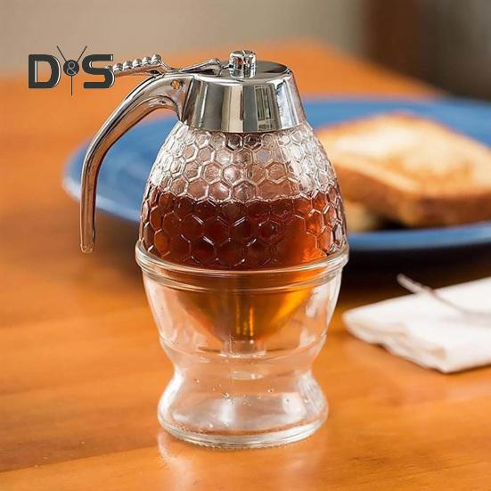 1/2 Stück Honigspender-Vorratsglas mit Ständer, großes Fassungsvermögen, auslaufsicheres Design, BPA-frei, Honigtopf in Wabenform