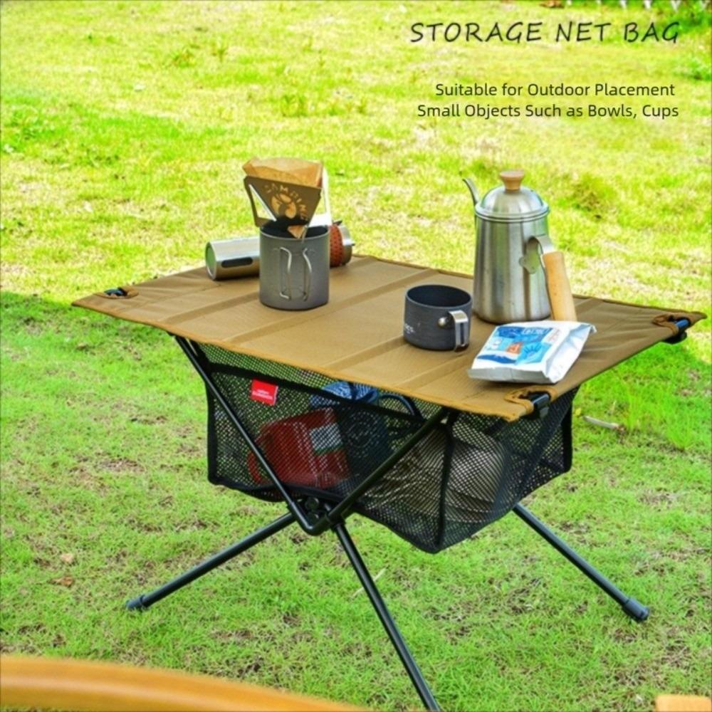 Portable Picnic Table Storage Net Bag Large Capacity Black Mesh Bag Outdoor
