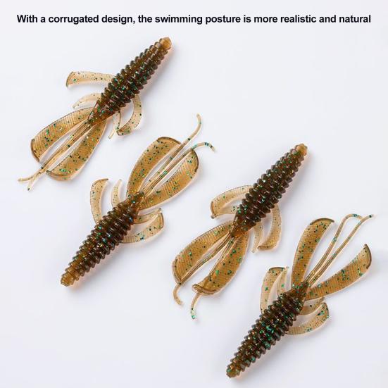 Shrimp Lure Fishing Bait with Twin Ridge Tails Realistic Looking Bright Color Portable Soft Bait Artificial Shrimp Lure