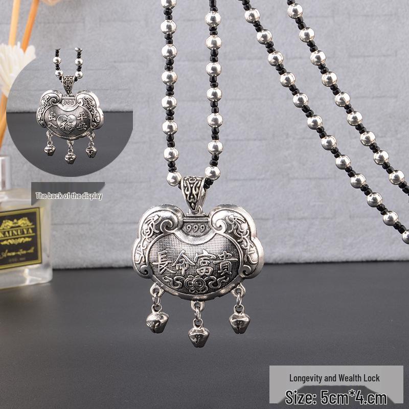 

Тибетское серебро Четыре стороны света Кисточка Подвеска Ожерелье