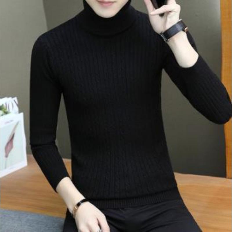 Autumn and Winter Turtleneck Sweater Men's Hong Kong Style Slim-fit Versatile Pullover Knitted Sweater Trend Bottoming Sweater Sweater