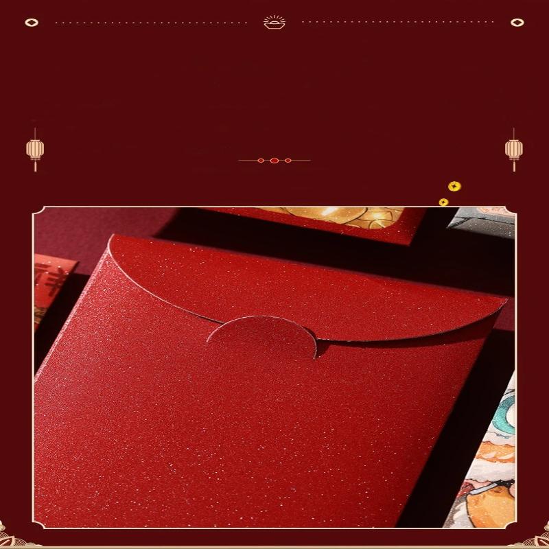 6 Pcs Chinese Year Red Envelope Best Wishes Chinese Style Stamping Bronzing Red Pocket Wedding Party Decorations