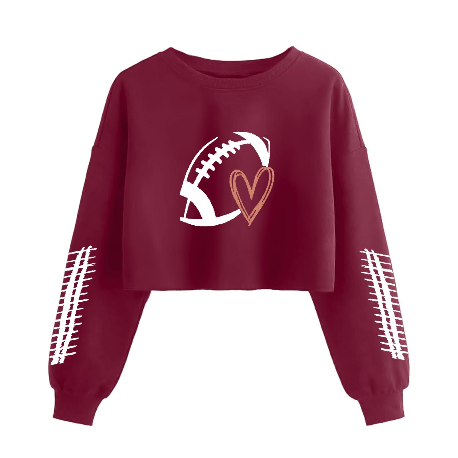 

Женский модный пуловер с длинным рукавом и принтом в стиле ретро, открывающий живот XL винный