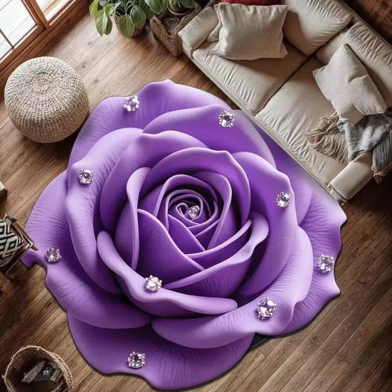 Pluche 3D Bloementapijt Decoratief Absorberend Kleed Sneldrogend Tapijt Zachte Hoogpolige Antislip Mat voor Badkamer Slaapkamer Woonkamer