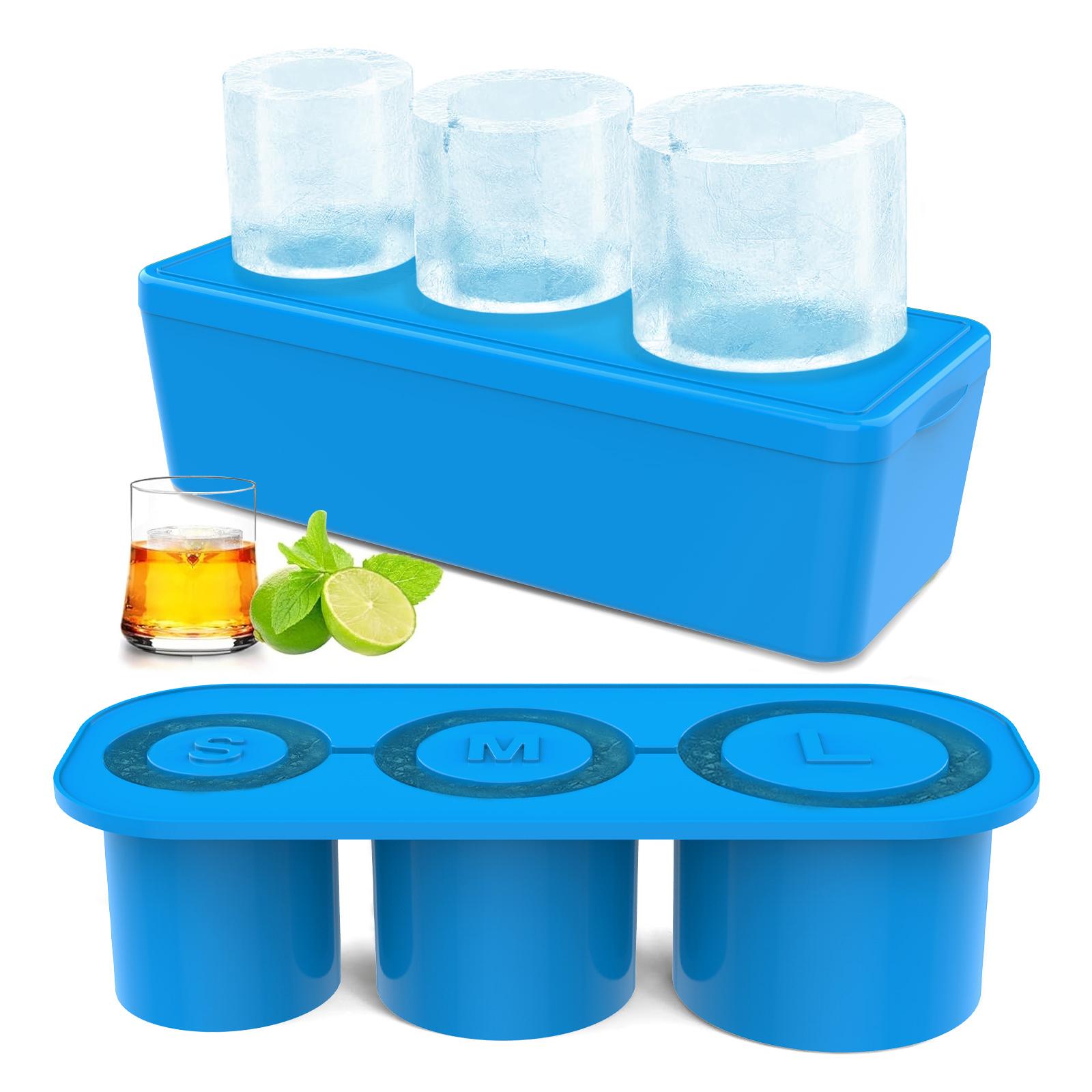

Многоразовый силиконовый лоток для кубиков льда с крышкой и контейнером для стакана емкостью 40 унций, 3 шт., полый маленький цилиндр