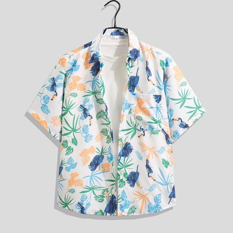 Men's Hong Kong Style Floral Shirt & Quick-Dry Shorts Set - Retro, Loose, Summer, Plus Size