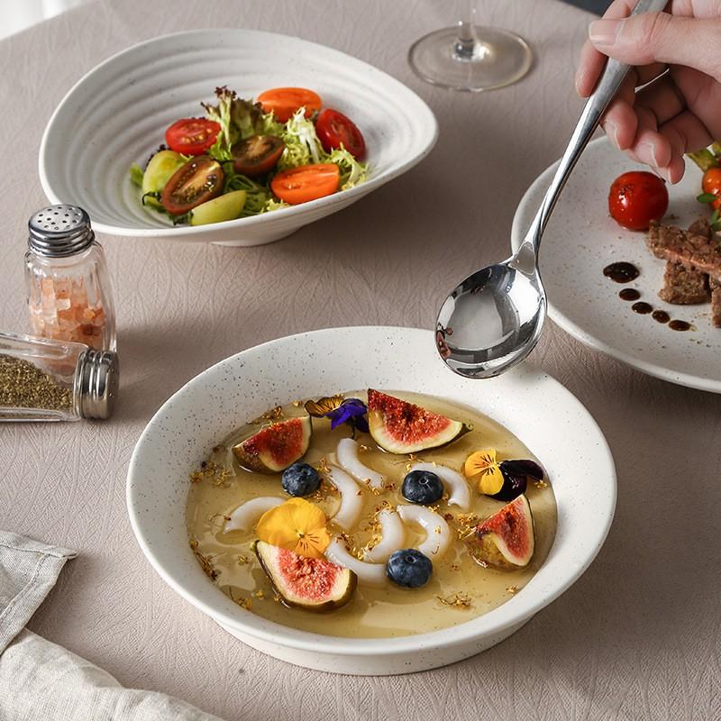 Minimalist Nordic Ceramic Dinnerware Set - Salad Bowl Soup Plate Steak Dish Small Side Coffee Cup Dishwasher Safe