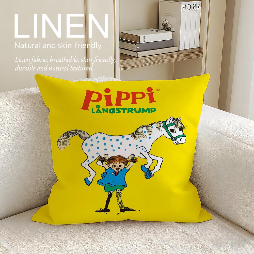 Classic Pippi Longstocking Cushion Cover Pillowcase Set Pcs x x Breathable Washable Sofa Cushion Cover