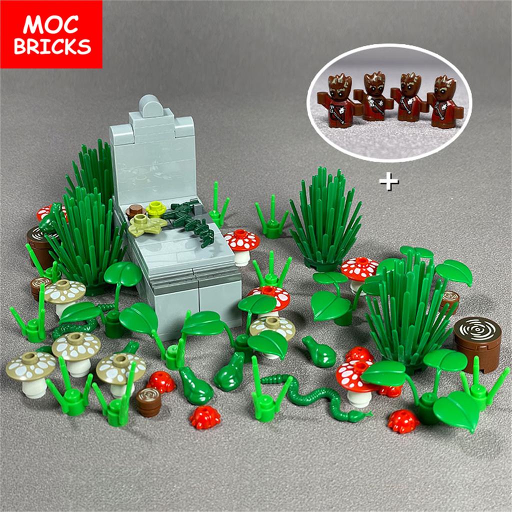 MOC Bricks Hero Little Tree Man 16mm Figure Guard Accessories Assembled Building Blocks Kid Dolls Toys