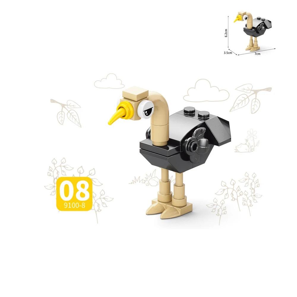 MOC Animal Building Block Accessories Set Crow Parrot Peacock Eagle Flamingo Transport Horse Ox Cart Gift Brick Model Toy K001