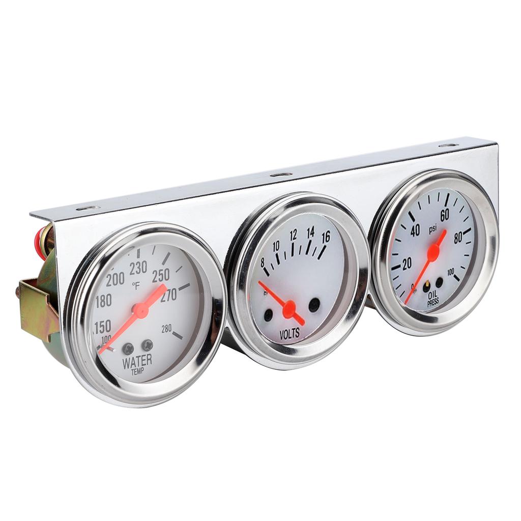 Universal 3 In 1 Gauge Set Water Temp VoltsOil Press 52mm Meter Mechanical Instrument