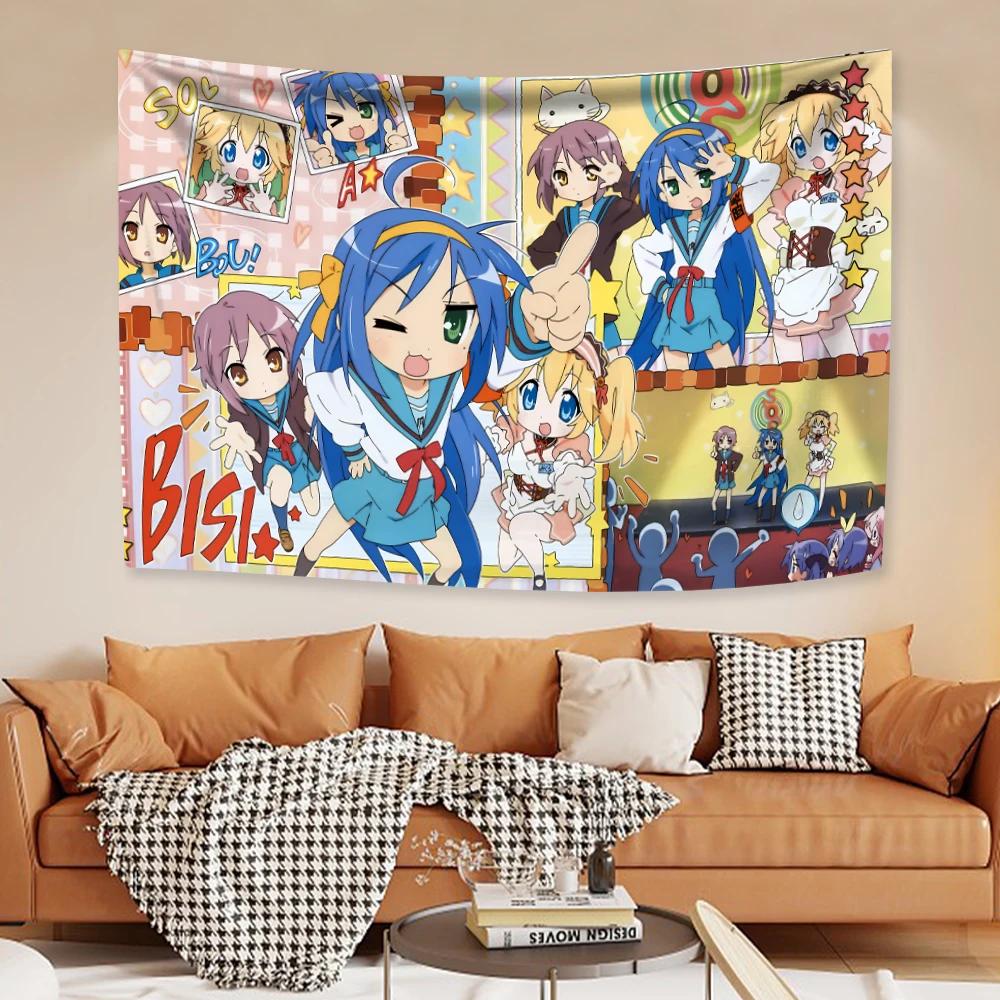 

Кавайные аниме-гобелены Lucky Star Izumi Konata Японский домашний декор Настенные ковры Фон для спальни Подарок другу 74x94cm(29x37in)