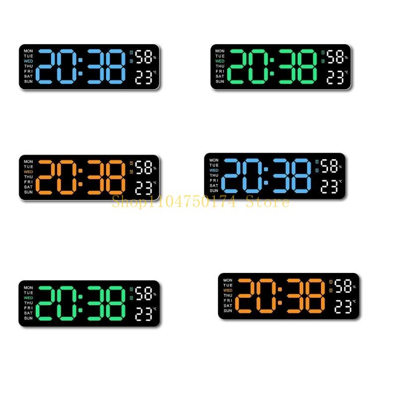 Modern LED Table Clock with Temperature Time Date Week Display Snooze Function top sale, Adjustment Brightness 12/24 Hour Snooze