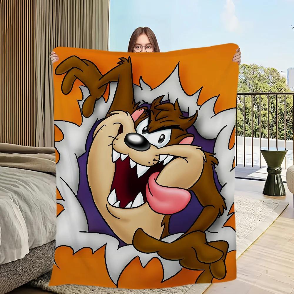 Funny Cartoon Throw Blanket Soft Plush for Living Room Bedroom Office Perfect Birthday Gift for Kids Tasmanian Devil Theme