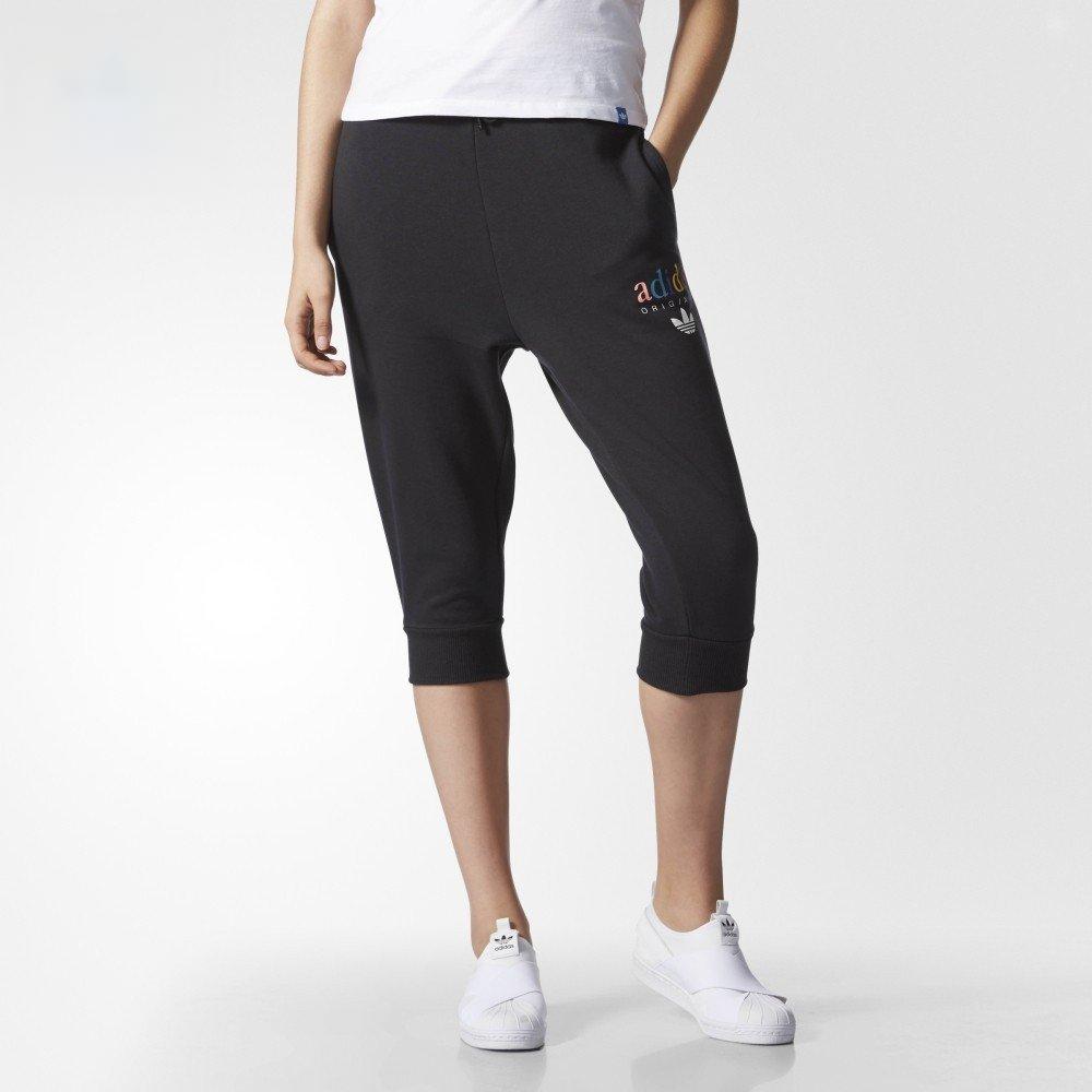 Adidas Originals Trefoil Logo Letter Print Lace-Up Sports Pants Women Pants Black AY6602