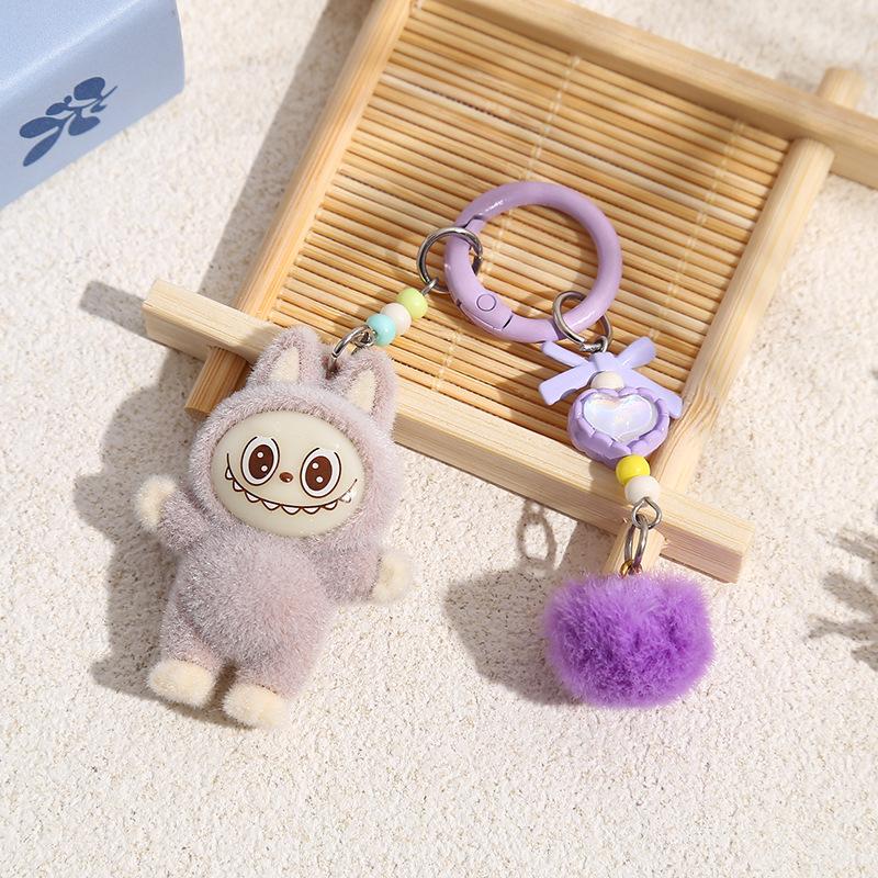 Flocking Rag Pendant Keychain Small Doll Plush Tide Play Student Couple Bag Pendant Mobile Phone Chain