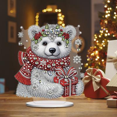 2D Flat Animal DIY Double-Sided Printed Single-Side Drill Table Top Diamond Painting Ornament Kits for Home Office Desktop Decor