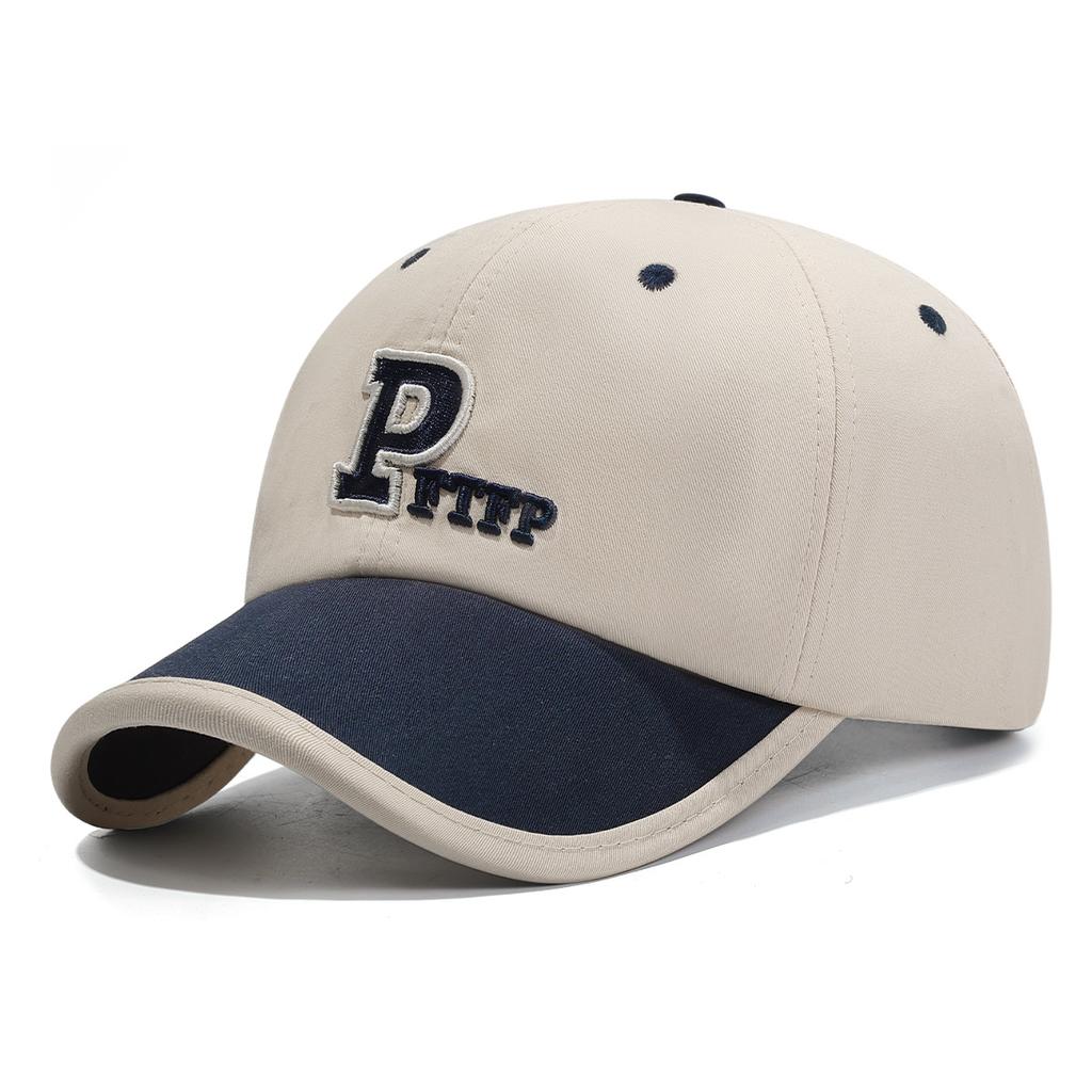 New Four-Season Short-Brim Letter Color Block Casual Baseball Cap Breathable Duckbill Soft-Top Sun Hat for Men and Women Outdoor