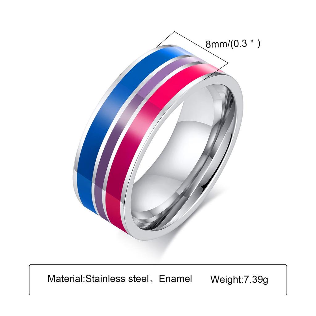 Quanshi 8mm Pierścionek z biżuterią z kolorową flagą PR-033