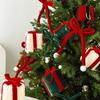 Velvet Bow Flocked Cloth Gift Box Ornament for Christmas Tree and Wall Decoration