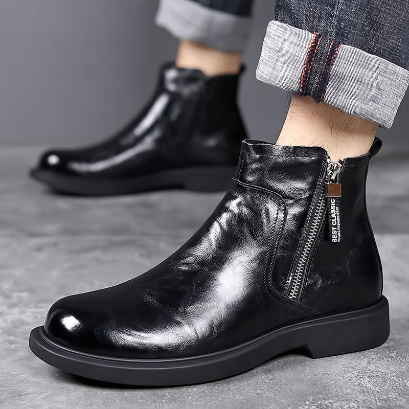 Boots men's British style workwear boots spring leather shoes high top men's shoes Chelsea boots versatile breathable men's boot