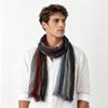 Fashion Men Patchwork Cotton Linen Striped Scarf