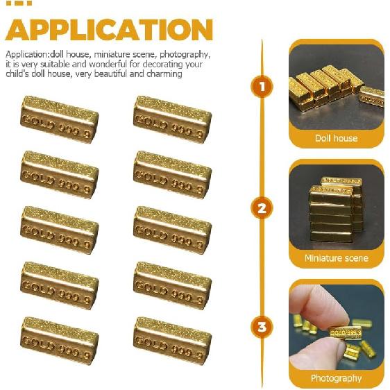 30 PCS Dollhouse Mini Mini Model Mini Fake Gold Brick Mini Gold Fake,