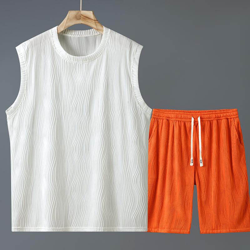 Übergröße 4XL-11XL Oversized Ärmelloses T-Shirt Sommer Herren 2-teiliges Set Mode Shorts Sets Vintage Kleidung