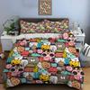 Cartoon Animals And Food Collage Print Bedding Set 1 Duvet Cover 2 Pillowcases For Adult And Children Luxury Gift Full Size