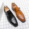 Fashion Italian Wedding Men Shoes Casual Man Pointed Dress Mens Brown Fashion Moccasins Business Pointed Luxury Buckle Leather Shoes