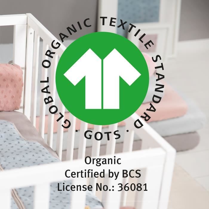 Drap Housse Bébé ROBA Lil Planet - 100% Coton Bio-Jersey - Bleu - 40x90 à 45x90 cm