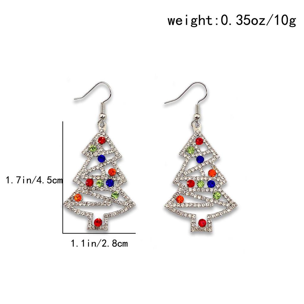 Personalized Rhinestone Christmas Tree Dangle Earrings