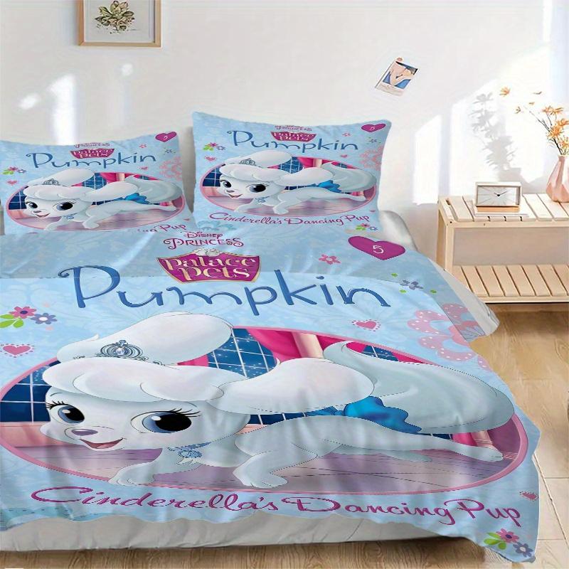 

3pcs Disney Princess Palace Pets Pumpkin Cinderella s Dancing Quilt Set, Soft and Comfortable Bedroom, Guest Room and Dorm Decor Bedding Set 135x200cm