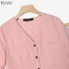 ZANZEA Completo estivo due pezzi da donna con blusa a maniche corte e shorts